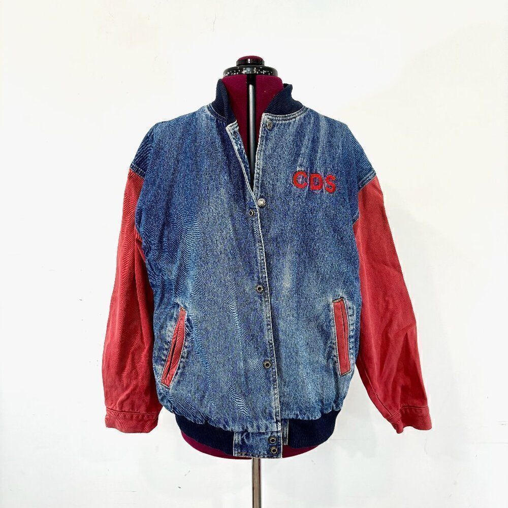 Vintage 1980s Canada Sportswear Racing Denim Jacket, Size M mens womens L